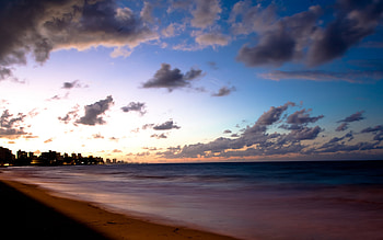Evening coast, coast, landscape, clouds, sky, evening, ocean HD wallpaper