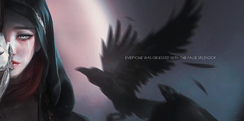 False splendor, art, tian zi, mask, bird, wing, face, girl, dark, raven, fantasy HD wallpaper