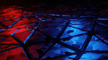 Red-blue triangles, broken surface, abstract HD wallpaper