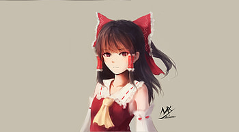 Cute, Reimu Hakurei, anime girl, art HD wallpaper
