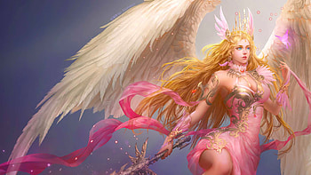 Pink Angel, art, , beautiful, angel, girl, woman, pink, digital, fantasy HD wallpaper
