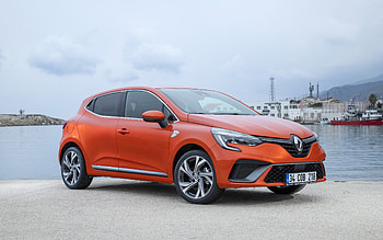 Renault Clio, RS-Line, 2021, front view, exterior, new orange Clio, orange hatchback, French cars, Renault HD wallpaper