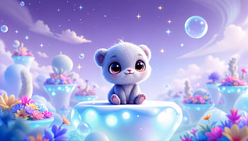 Ultra : Luminous Bubble Bear in Starry Dreamscape HD wallpaper