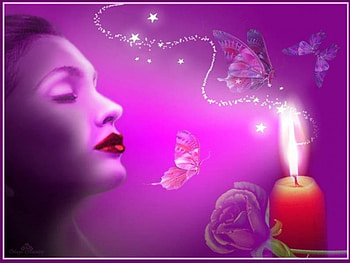Candle, butterflies, lady, abstract, fantasy HD wallpaper