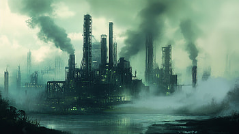 Ultra : Industrial Pollution Landscape, pollution, industrial landscape, factory, fog HD wallpaper