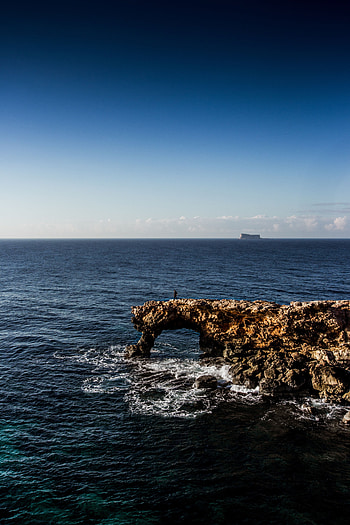 Nature, Sky, Sea, Waves, Rock, Horizon HD phone wallpaper