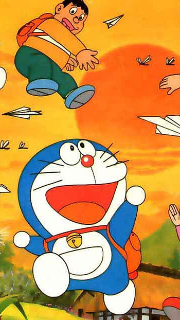 Doraemon, sunset, cartoon HD phone wallpaper