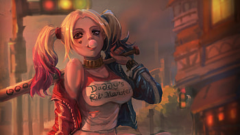Art Harleyquinn, harley-quinn, superheroes, artwork HD wallpaper