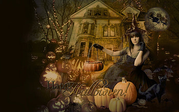 Night of Witches, abstract, fantasy, Halloween, collage, witch HD wallpaper