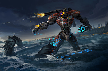 Pacific Rim Robot Firing Gun, robot, artist, artwork, digital-art, deviantart HD wallpaper
