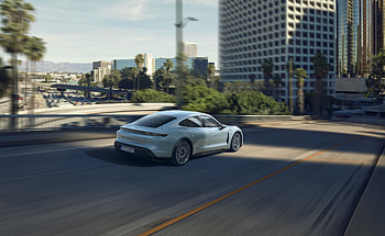 On-road, Porsche Taycan 4S, rear-view HD wallpaper