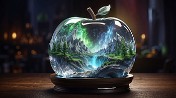 Aurora scene in Crystal apple, aurora borealis, apple, crystal, glow, light HD wallpaper