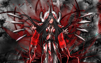 Red Warrior, wings, outfit, fantasy, red, deadly, spikes HD wallpaper