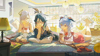 Genshin Impact : Xinyan, Ganyu & Shenhe Relaxing Moments, Genshin Impact, Xinyan (Genshin Impact), Ganyu (Genshin Impact), Shenhe (Genshin Impact) HD wallpaper