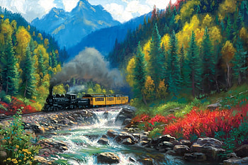 Steam Train, Nature, Forests, Mountains, River HD wallpaper