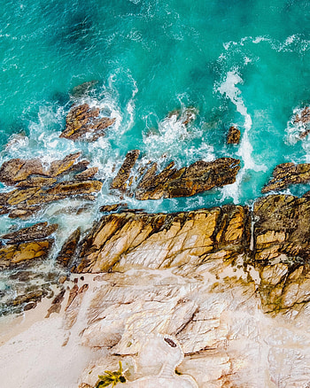 Nature, Water, Sea, Waves, Rocks, View From Above HD phone wallpaper