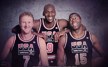 Michael Jordan and Magic Johnson, Larry Bird HD wallpaper