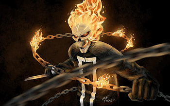 Fire, chain, Ghost Rider, marvel, superhero HD wallpaper