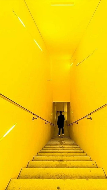 Yellow Aesthetic, Yellow Stairs HD phone wallpaper