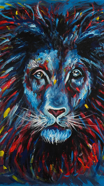 Blue Lion, Creative Painting HD phone wallpaper