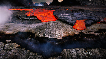 Laba, volcano, river, fire HD wallpaper