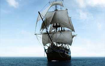 Sailing ship voyages, Oceanic adventures, Cloud-kissed skies, Majestic vessels HD wallpaper
