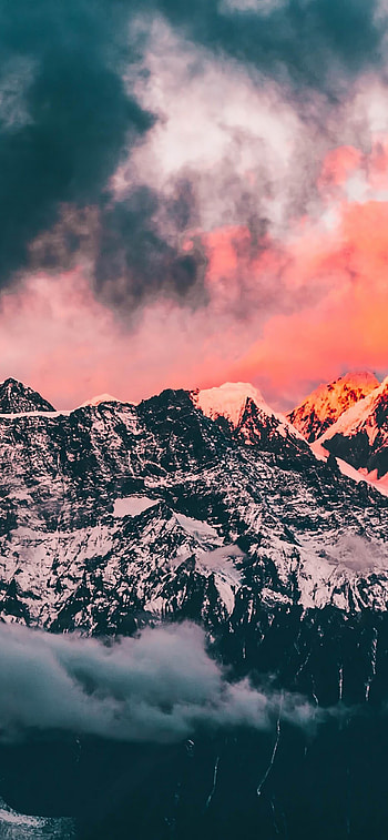 Mountain clouds landscape, Scenic beauty, Tranquil atmosphere, Immersive view HD phone wallpaper