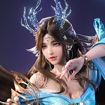 Fantasy girl, face, blue, jonathan zo, girl, fantasy HD wallpaper