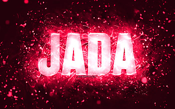 Happy Birtay Jada, , pink neon lights, Jada name, creative, Jada Happy Birtay, Jada Birtay, popular american female names, with Jada name, Jada HD wallpaper