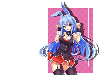 KuroUsagi, garters, blue hair, Bunny Ears HD wallpaper