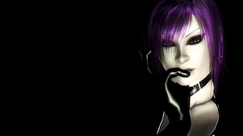 Violet, girl, gloves, beautiful, dark, purple, fantasy, cg, face, hair HD wallpaper