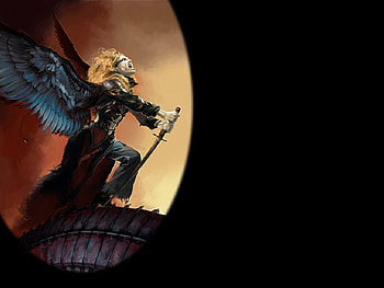 Black Loriel, angel, black, fantasy, loriel HD wallpaper