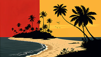 Tropical Island Sunset Paradise, tropical island, beach, palm tree, island, ocean HD wallpaper