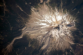 Mount Hood from space, space, satellites HD wallpaper