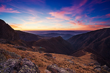 Nature, Sunset, Sky, Mountains, Bulgaria, Balkans HD wallpaper