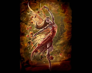 Autumn Fairy, fairy, autumn, leaves, castle HD wallpaper