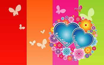 Butterflies, Hearts, Love, Multicolored, Motley HD wallpaper