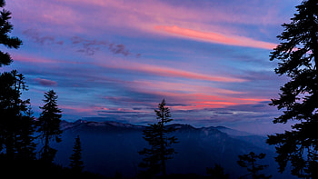 Sequoia NP, California, sunset, clouds, landscape, trees, colors, sky, usa HD wallpaper