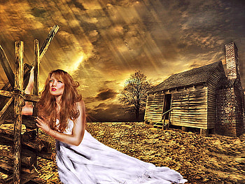 Alone and blue, blue, sky, woman, alone HD wallpaper