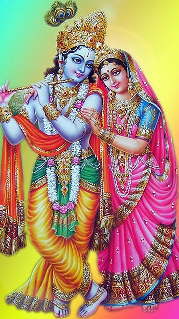 Radha Krishna , Colorful Background HD phone wallpaper