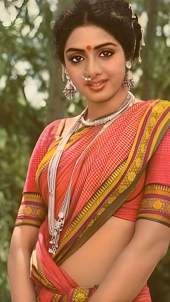 Sreedevi, bollywood actress, saree beauty, vintage HD phone wallpaper