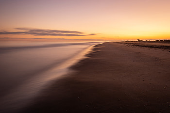 Nature, Sunset, Sea, Twilight, Beach, Long Exposure, Dusk HD wallpaper