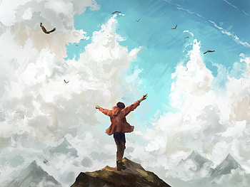 Sky, Art, Rocks, Human, Person, dom HD wallpaper