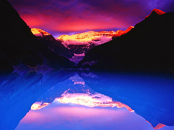 Stormy Louise, mount victoria, glow, alpen glow, canada, sun, lake HD wallpaper