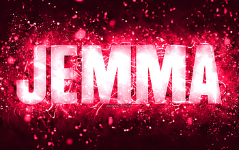 Happy Birtay Jemma, , pink neon lights, Jemma name, creative, Jemma Happy Birtay, Jemma Birtay, popular american female names, with Jemma name, Jemma HD wallpaper