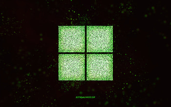 Windows 11 glitter logo, black background, Windows 11 logo, green glitter art, Windows 11, creative art, Windows 11 green glitter logo, Windows logo, Windows HD wallpaper