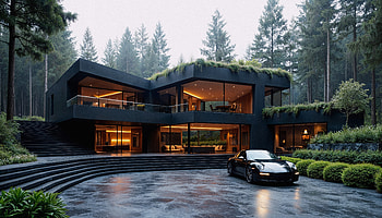 Supercar by a Modern Forest Home — Ultra, car, Home HD wallpaper
