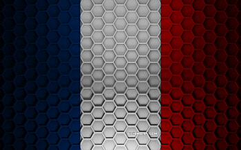 France flag, 3d hexagons texture, France, 3d texture, France 3d flag, metal texture, flag of France HD wallpaper