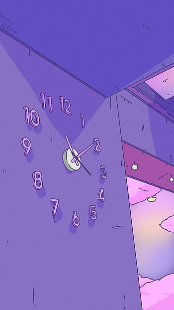 Clock, sky, art, purple HD phone wallpaper