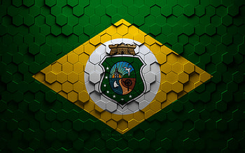 Flag of Ceara, honeycomb art, Ceara hexagons flag, Ceara, 3d hexagons art, Ceara flag HD wallpaper